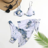 Split Printed Three-piece Swimsuit One-piece Bikini-Inkandwash-1