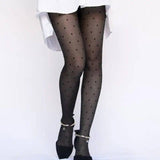 Spring and summer tattoo jacquard stockings-Black-6