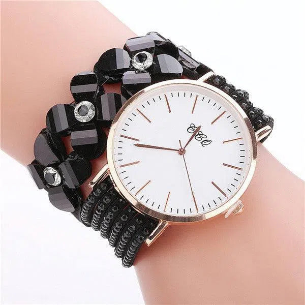 Stainless steel shell quartz watches Women luxury brand velvet drill band watch Ladies high quality fashion clock-2