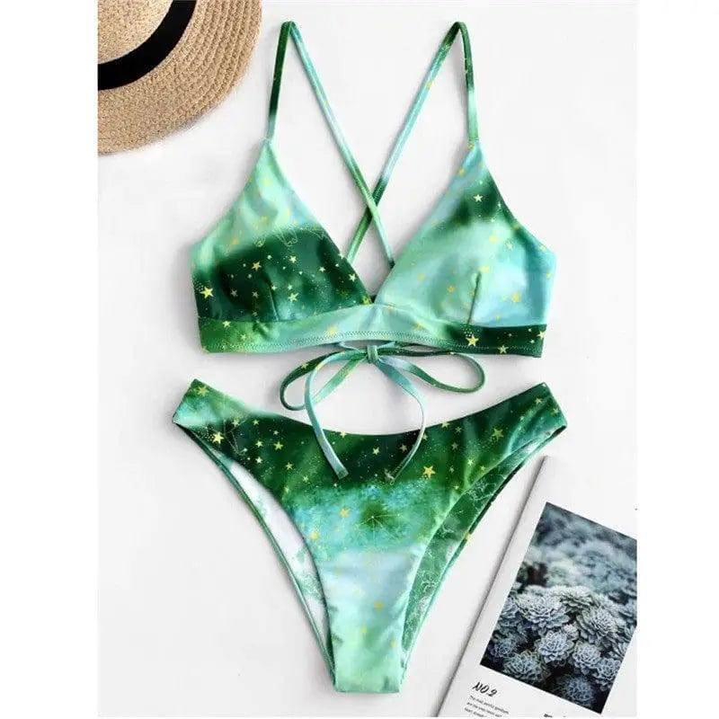 Starry Sky Bikini Set-Green-4