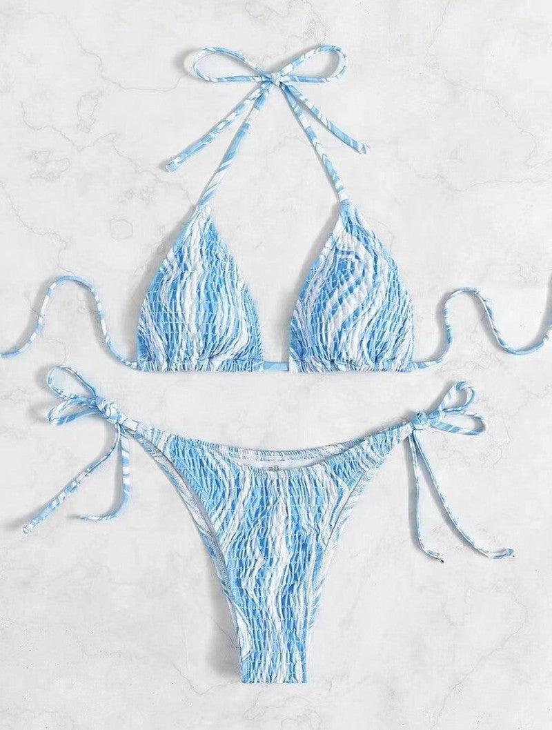 Chic Blue Striped Bikini Set for Summer-6