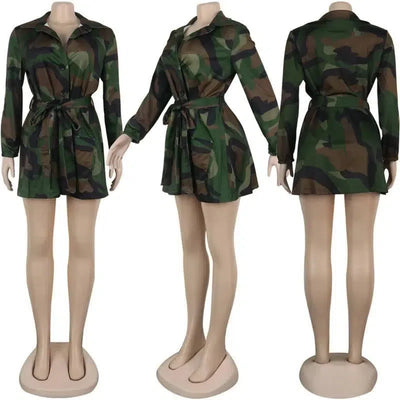 Fall Clothes for Women Plus Size Dresses Party Mini Dress with Lace Up Ladies Elegant Camo Dress Dropshipping Wholesale-6