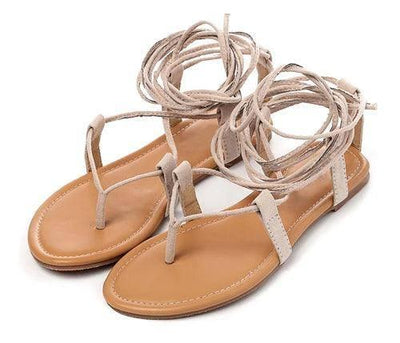 Eilyken Summer Roman Sandals Cross-Strap-Apricot-2