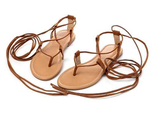 Eilyken Summer Roman Sandals Cross-Strap-Brown-4