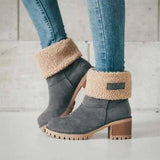 Suede Ankle Boots Adjustable Platform Heels Shoes-Grey-1