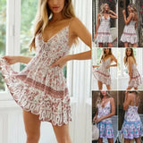 Summer Boho Sexy Chiffion Mini Dress 2019 Fashion Women Deep-1