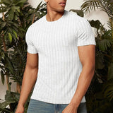 Summer Original Collar T-shirt Summer Mens Clothing-White-3