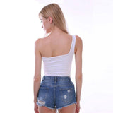 Summer One-shoulder Vest Crop Top Sleeveless T-Shirt-7