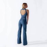 Summer Slim Heart-shape Backless Denim Jumpsuit Women Halter-6