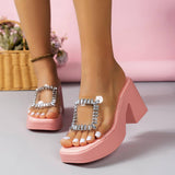 Summer Thick-soled High-heeled Sandals For Women New Fashion-Pink-1