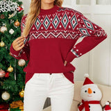 Sweater Loose Pullover Christmas Sweater-Red-1