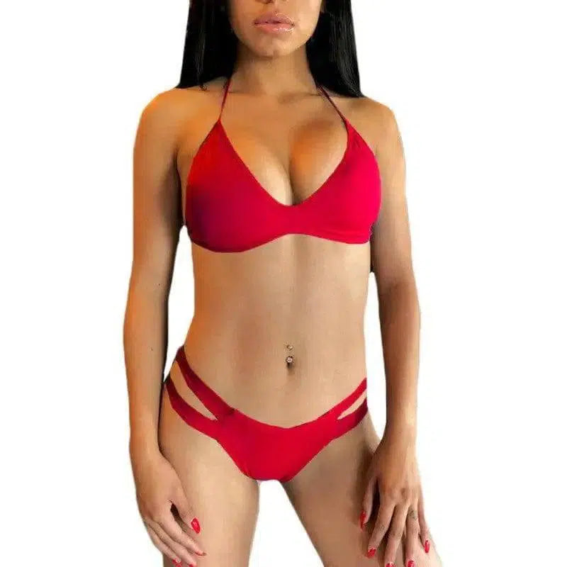 Swimsuit Bikini Female Sense Three-Point Sexy Underwear-Red-2