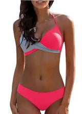 Swimsuit European And American Sexy Solid Color Split-Pink-5