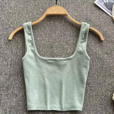 Tank Top Women Backless Y2k Top Slim Fit Bottoming-Light Green-16