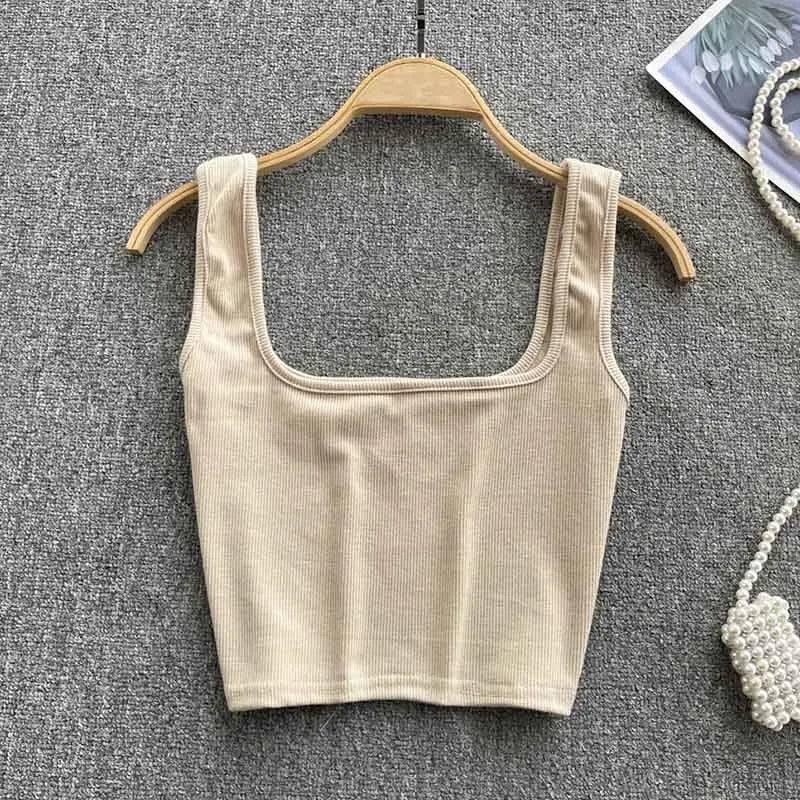 Tank Top Women Sexy Backless Y2k Top Slim Fit Bottoming-Apricot-19