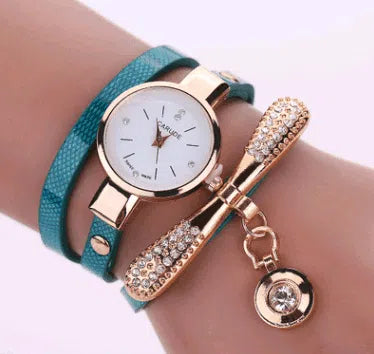 Thin belt fashion ladies watch Casual three-ring winding bracelet watch Women's fashion quartz watch-11