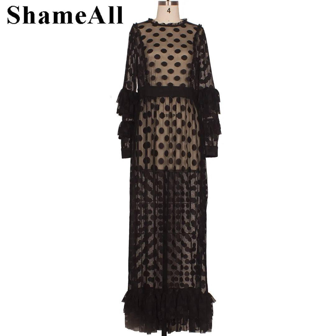 Timeless Sheer Polka Dot Maxi Dress Styles-5