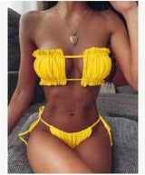 Trend Fashion Hollow Sexy Bikini Skinny Swimsuit-Yellow-5