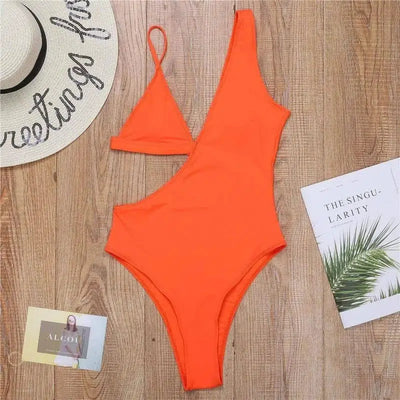 Triangle cup swimsuit bikini-Orange-3