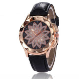 Rhinestone cross ladies belt watch foreign trade explosion models rose gold large dial lucky quartz watch-4