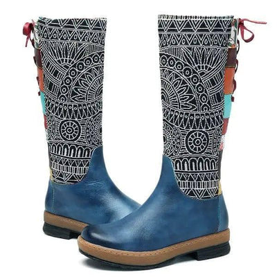 Vintage Mid-calf Boots Women Shoes Bohemian Retro Genuine-10