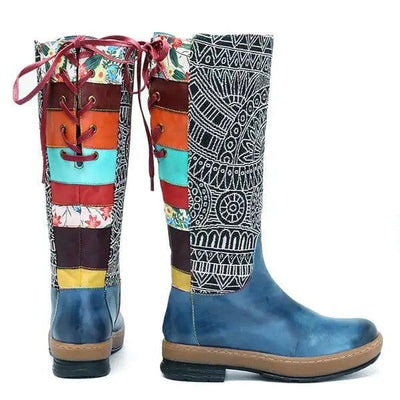 Vintage Mid-calf Boots Women Shoes Bohemian Retro Genuine-2