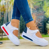 Women Fashion Vulcanized Sneakers Platform Solid Color Flats-White-1