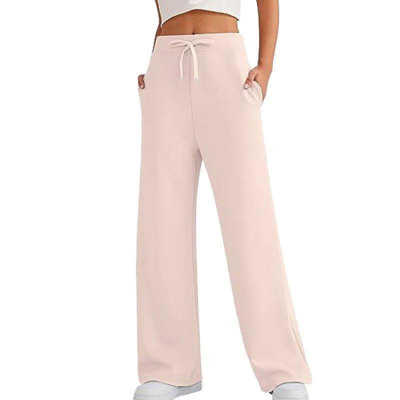 Women's Autumn Leisure Loose Wide-leg Pants Pink / 2XL-Apricot-9