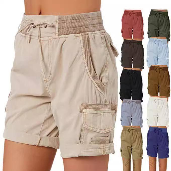 Women's Casual High Waist Cargo Shorts-1