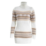 Women's Christmas Turtleneck Sweater-White-6