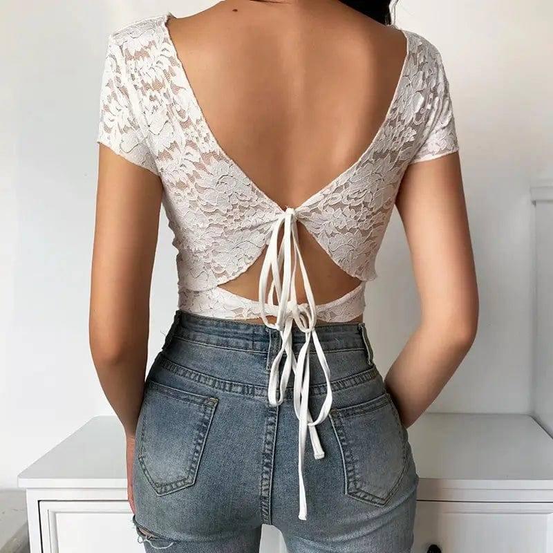 Women's Clothing Summer Short Sleeve T-Shirt Crop Top-1