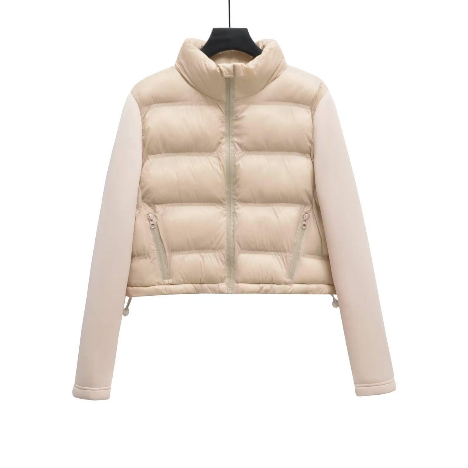 Women's Fashion Petite Cotton-padded Coat Jacket-Low Version White-11