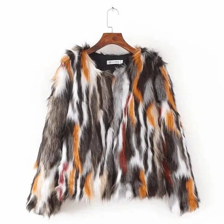 Women's Faux Fox Coat Short Fur-Redfur907-2