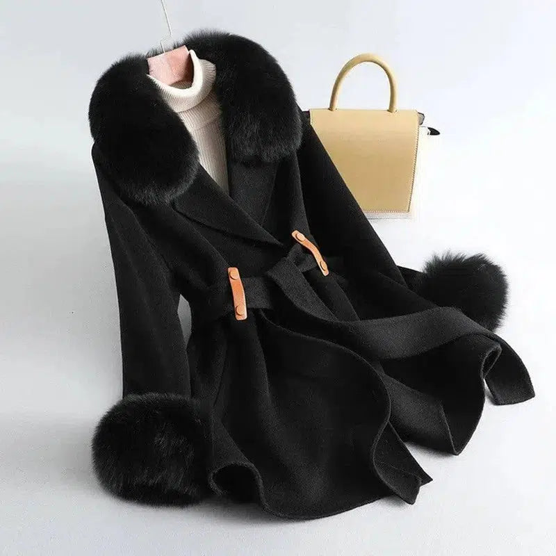 Women's Fox Fur Collar High Rui Double-sided Cashmere Coat-7