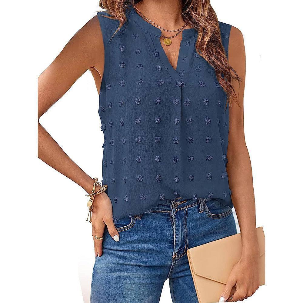 Women's Jacquard Sleeveless V-neck Vest-5