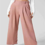 Women's Solid Color Casual Suit Pants With Real Pockets-1