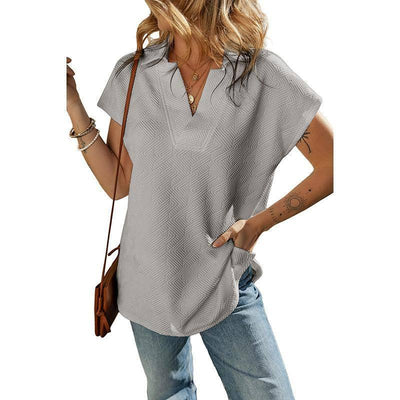 Women's Solid Color Short-sleeved T-shirt-LC25223521 Gray-6