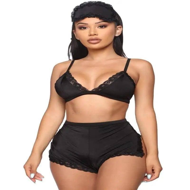 Women Sexy Sleepwear Lingerie Lace Bra-Black-3