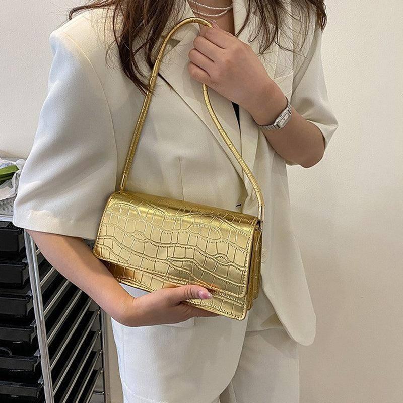 Women Shoulder Bgas Stone Pattern Solid Color Elegant Bag-4