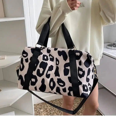 Women Travel Duffel Bag Cow Pattern Handbag Fitness Sports-Black-2