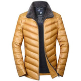 LOVEMI - Lovemi - Wool collar youth men's leather down jacket short