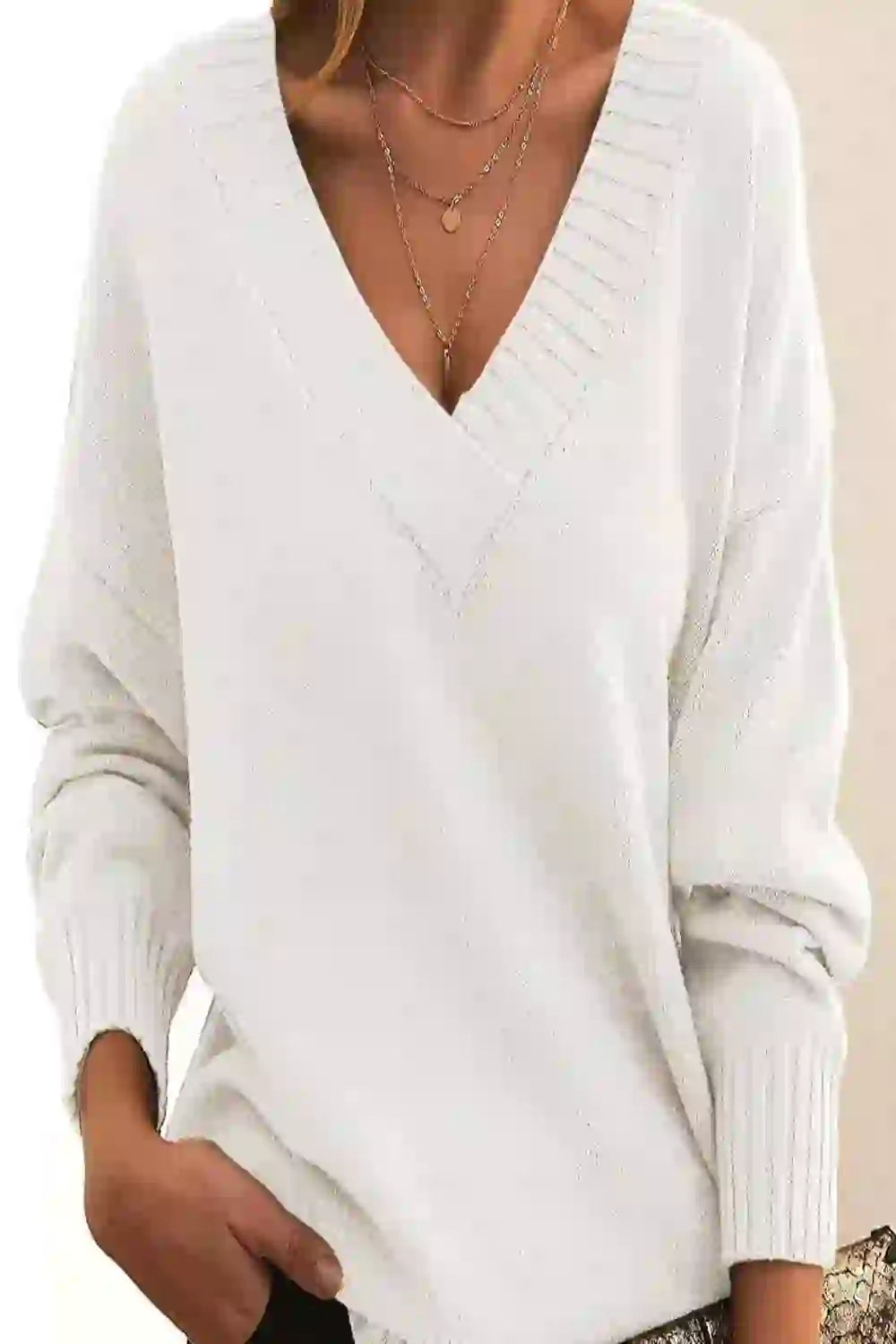 V-Neck Drop Shoulder Sweater